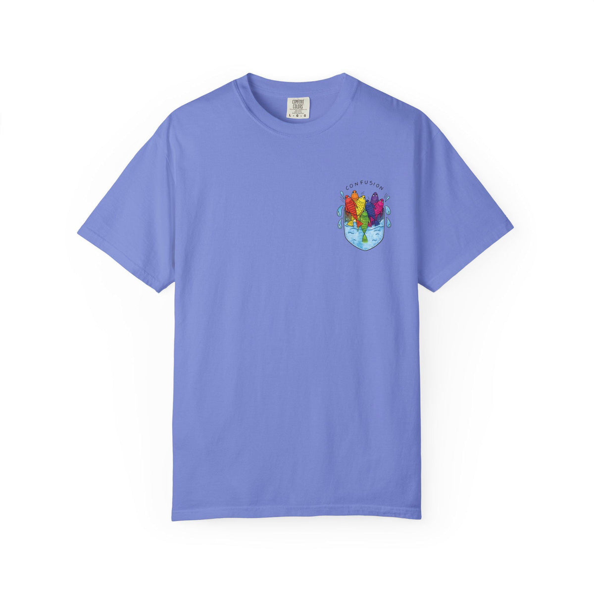 Confusion Rainbow Fish Pocket Tee, Schooling Fish Shirt - photo 10