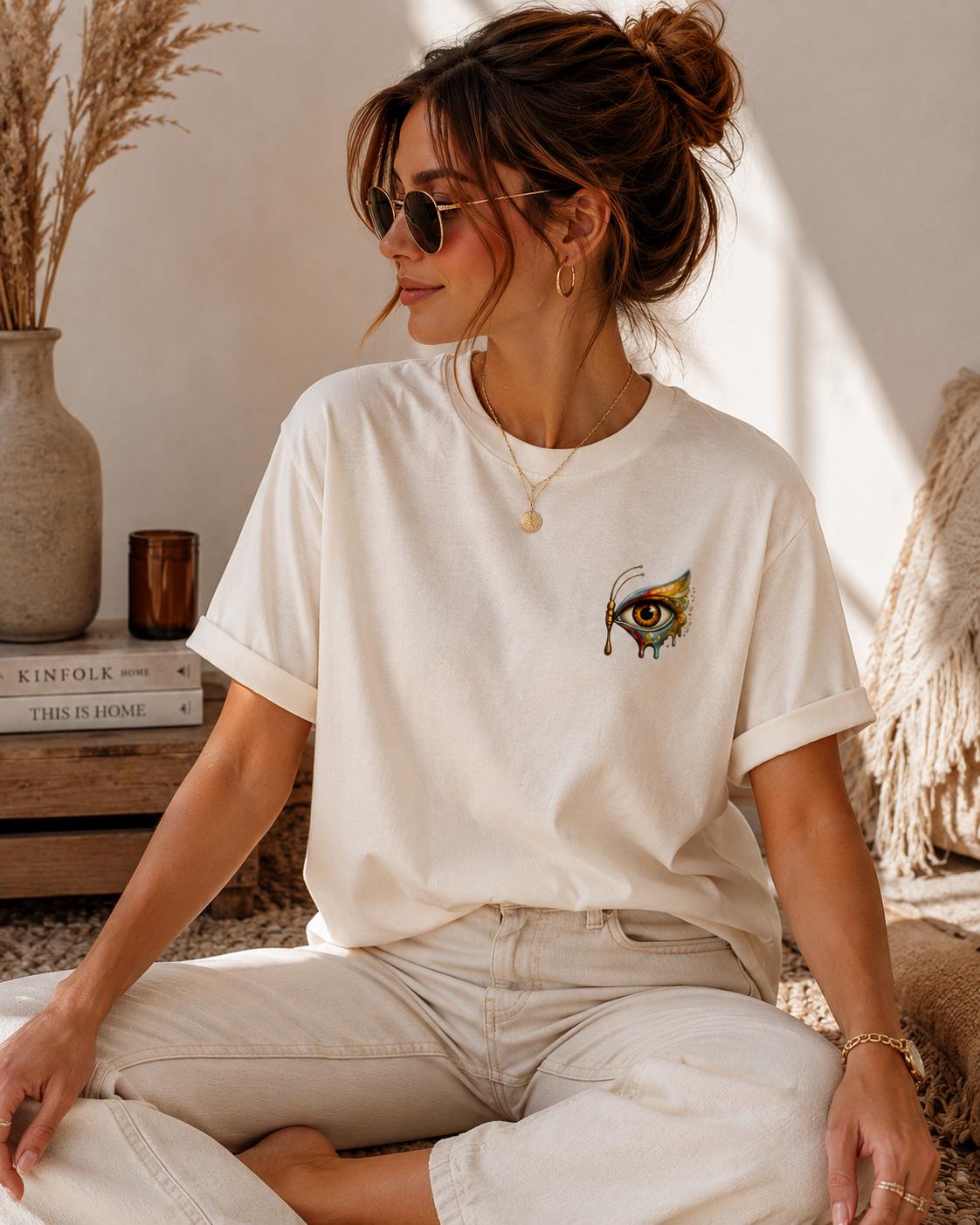 Surreal Eye Graphic Tee, Boho Aesthetic Shirt, Artistic - photo 1