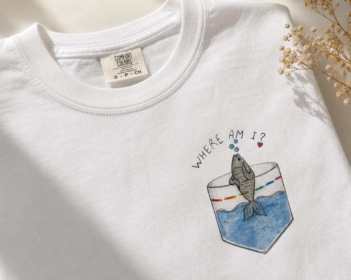 Where Am I Fish Pocket Tee, Comfort Colors 1717, Quirky - photo 1