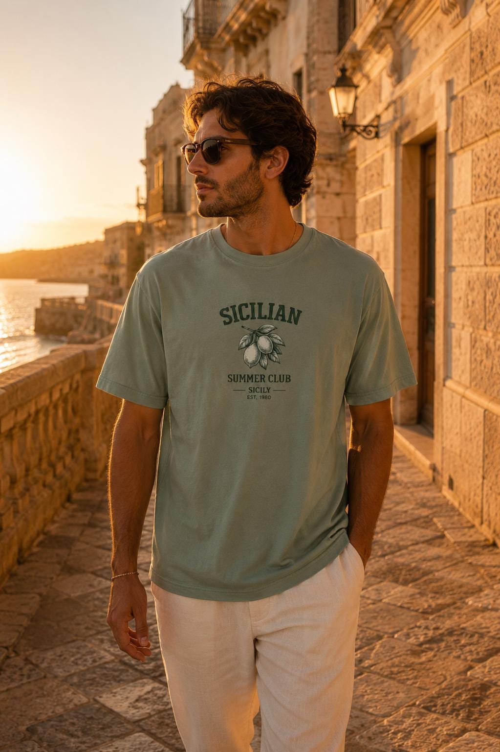 Sicilian Summer Club Shirt, Mediterranean Vacation Graphic - photo 4