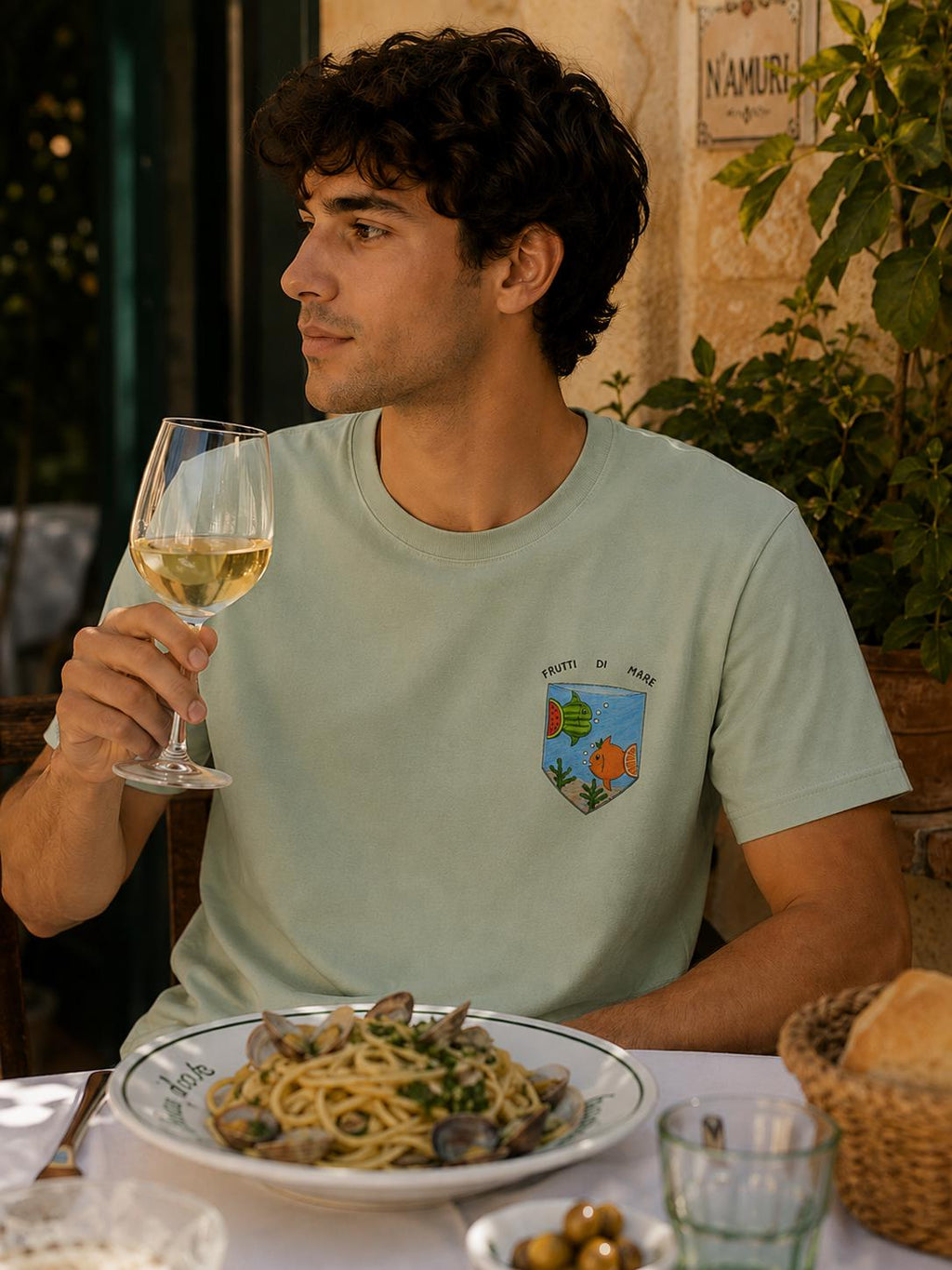 Frutti di Mare Shirt, Fruit Fish Pocket Tee, Watermelon - photo 3