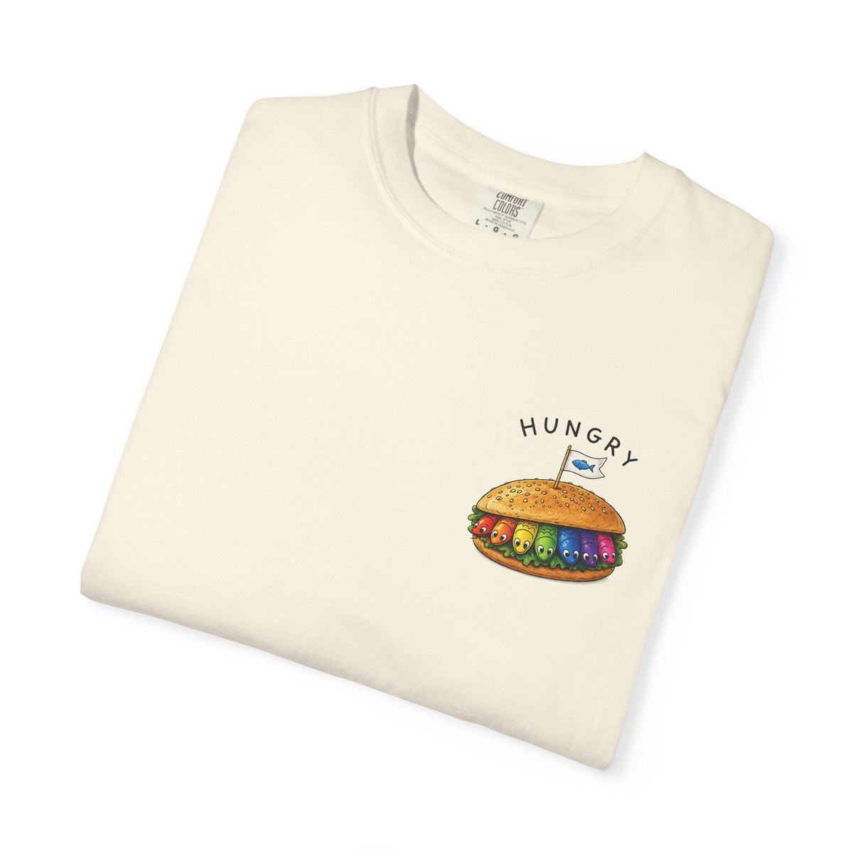 Hungry Pocket Tee, Cute Fish Sandwich Shirt, Kawaii Rainbow - photo 3