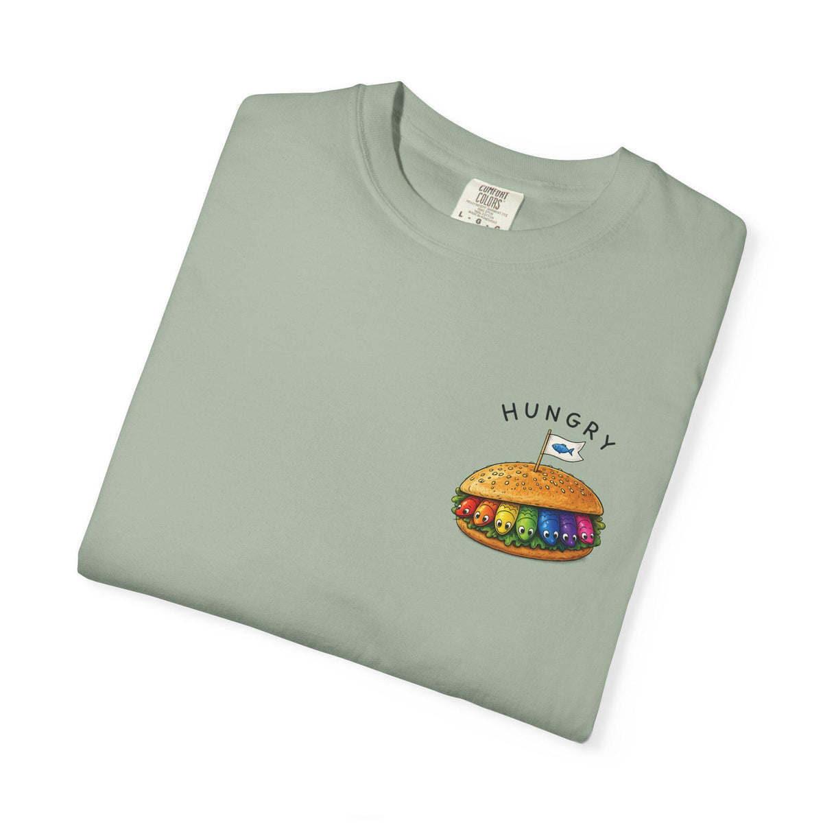 Hungry Pocket Tee, Cute Fish Sandwich Shirt, Kawaii Rainbow - photo 4