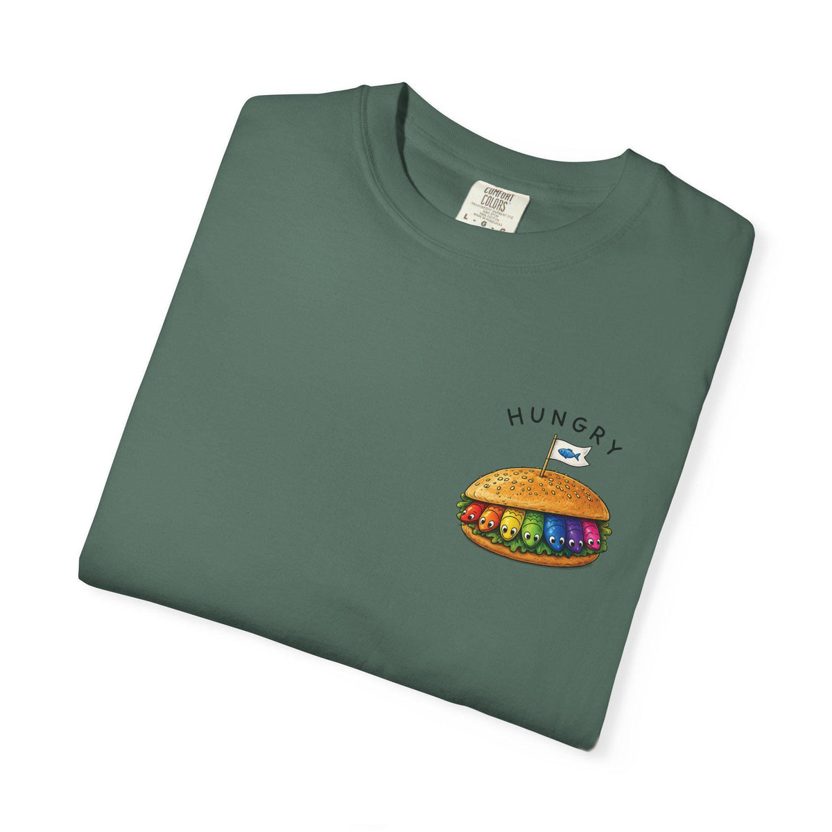 Hungry Pocket Tee, Cute Fish Sandwich Shirt, Kawaii Rainbow - photo 5