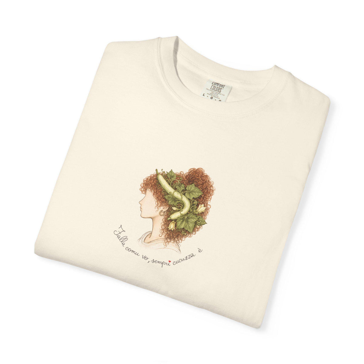 Sicilian Woman Art Shirt, Cucuzza Botanical Portrait Tee - photo 1