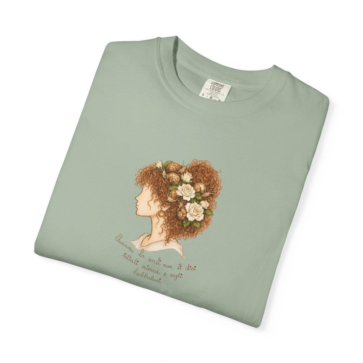 Sicilian Snail Shirt, Babbaluci Woman Portrait Tee, Italian - photo 3