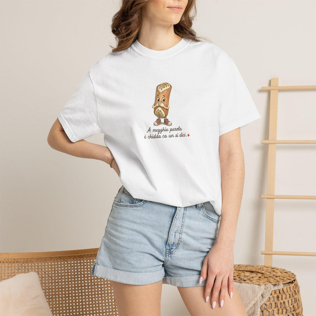 Sicilian Wisdom Cannolo Shirt, A Megghiu Parola Tee - photo 1