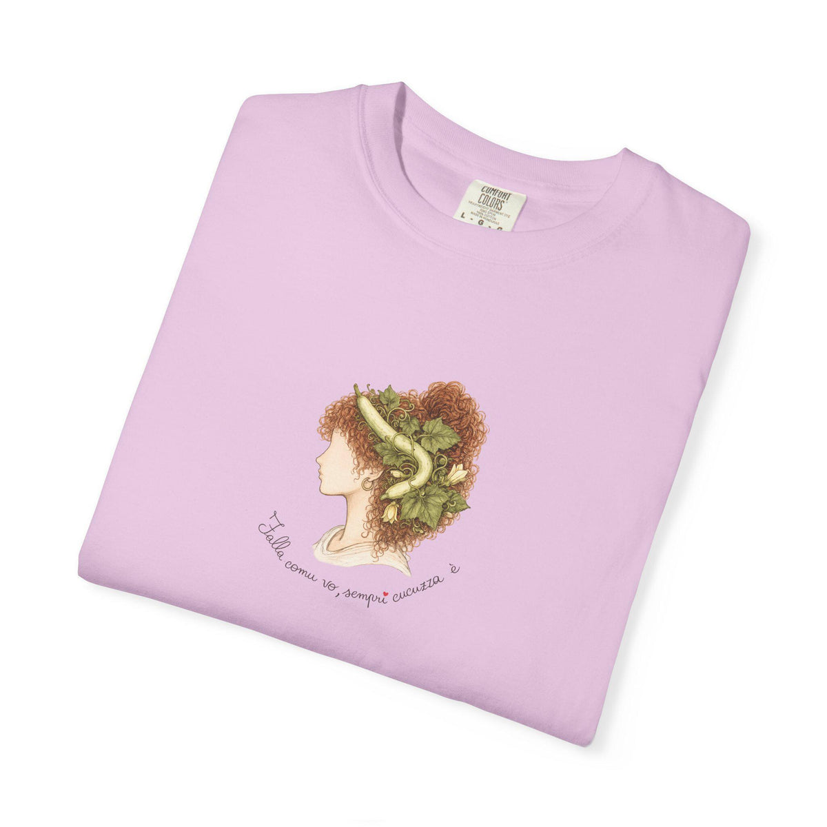Sicilian Woman Art Shirt, Cucuzza Botanical Portrait Tee - photo 4