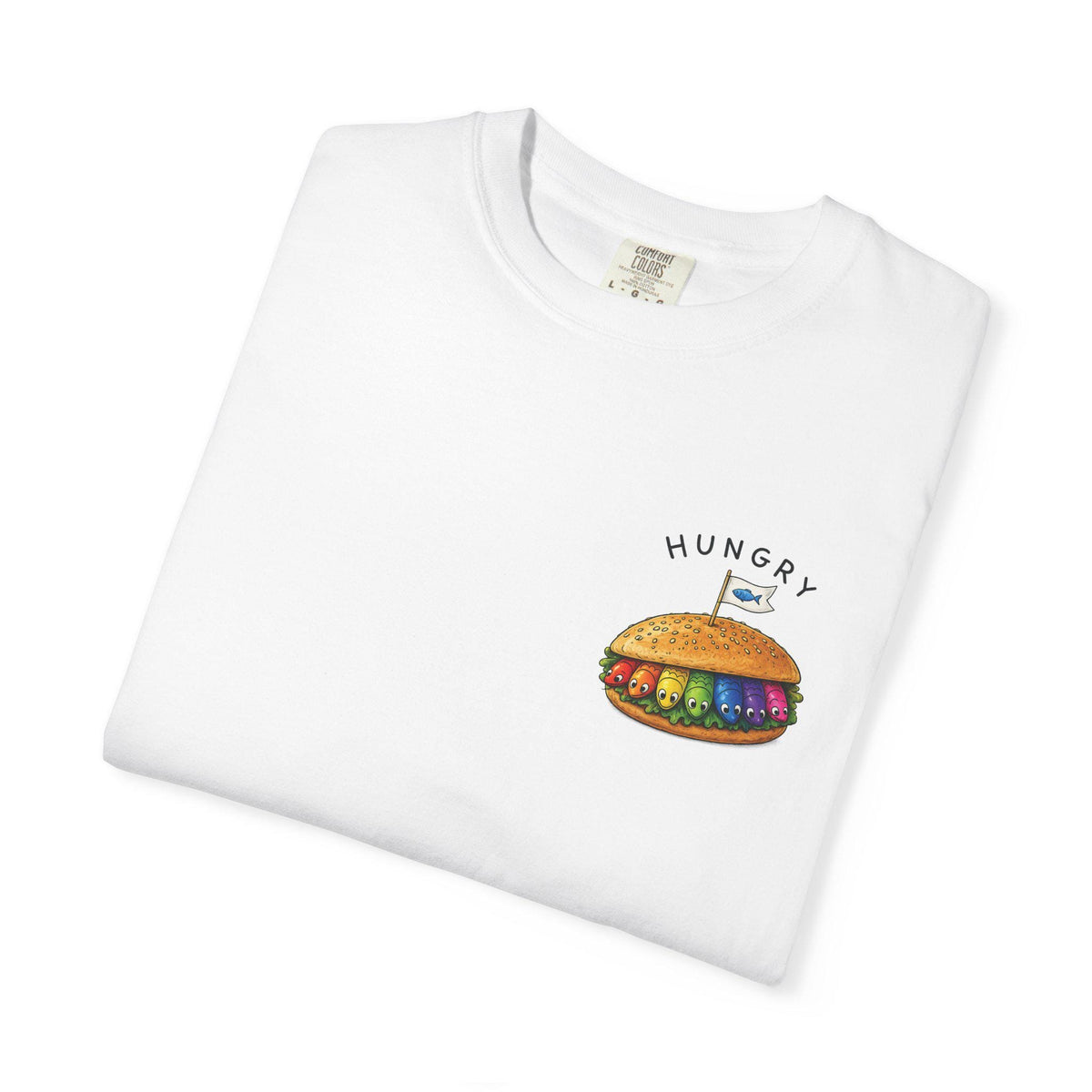 Hungry Pocket Tee, Cute Fish Sandwich Shirt, Kawaii Rainbow - photo 2