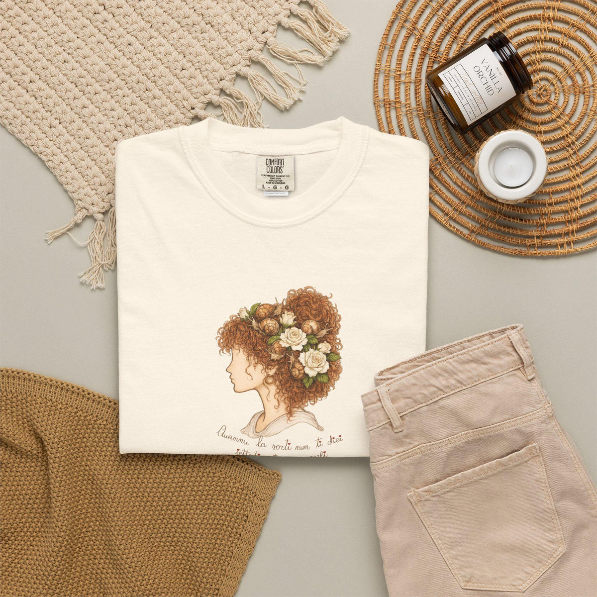 Sicilian Snail Shirt, Babbaluci Woman Portrait Tee, Italian - photo 6