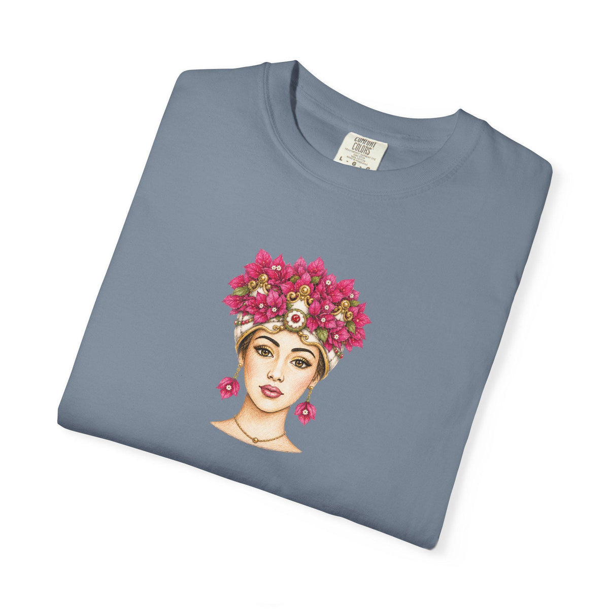 Sicilian Woman Bougainvillea Shirt, Mora Portrait Tee - photo 8